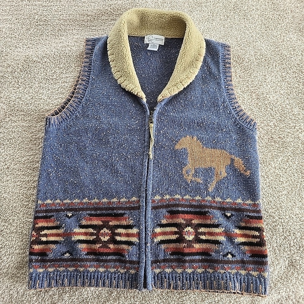 Shyanne Collection Women's Knit Sweater Vest Aztec Horse Southwestern Boho Sz S
